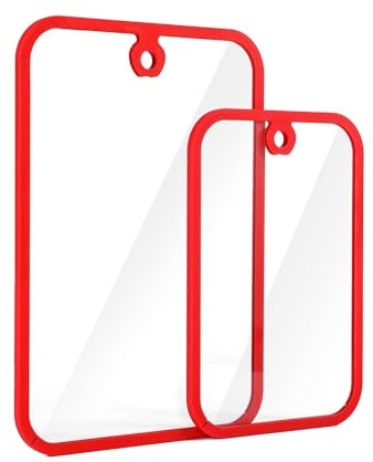 Tempered Glass Chopping Board, 2 Pack Glass Cutting Board with Storage Ring and Non-Slip Silicone Edges, 38x26cm + 30x20cm Clear Chopping Board for Kitchens, Worktop Saver, Heat Resistant
