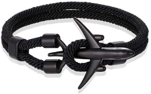 Bracciale da uomo in paracord aereo ancora, 19cm, Lega metallicaTessile