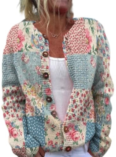 Mfhmom Cardigan Femme Noël Gilet Tricoté Oversize avec Boutons Pull de Noël Drôle Ugly Christmas Sweater Manches Longues Chaud Élégant Knit 3D Digital Imprimé Hiver Automne Mode