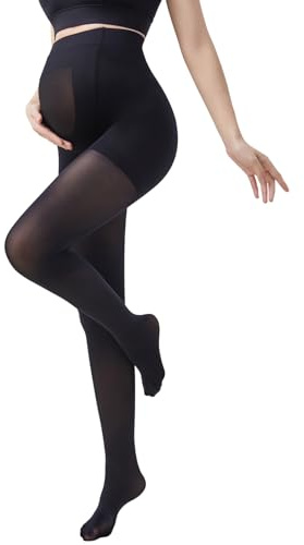 HIHOSSI Collant Premaman Neri Senza Cuciture 80D - Calze Maternity Gravidanza Comode ed Eleganti per Tutto il Giorno