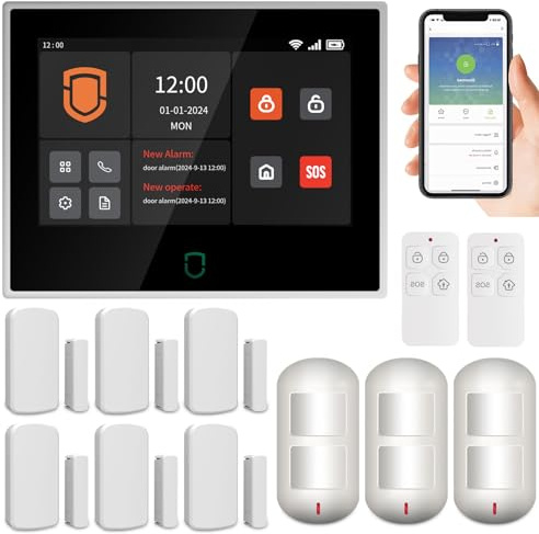 Wolf Guard antifurto allarme casa domestico con touch screen da 7 pollici, sistema di sicurezza intelligente 4G + WiFi con controllo tramite app Tuya (WT4F-06)
