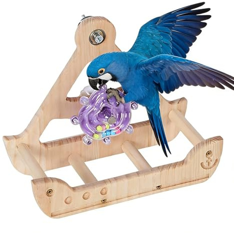 lisutupode Columpios de Aves - Posadero de Madera Giratorio - Accesorios para Jaulas de Pájaros | para Mascotas Colibríes Juego Ejercicio Escalada Forrajeo Y Enriquecimiento Ambiental