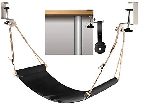 Abree Fuß Hängematte Verstellbar Praktische Fußhängematte Schreibtisch Fußstütze Mit Kopfhörerhaken Zur Entspannung im Büro