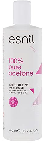 ESNTL 100% Pure Acetone Nail Polish Remover | 400ml | Super Strength Formula | Removes Gel, Acrylics, Tips, and Glues | Trusted by UK Beauty Salons (400ml)