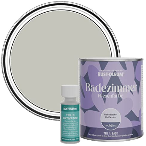 Rust-Oleum Grey Water-Resistant Bathroom Tile Paint in Gloss Finish - Tyne Fog 750ml
