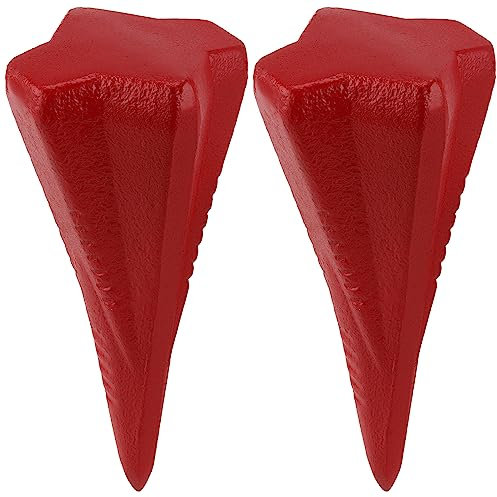 ZEONHAK 2 PCS 4lbs Diamond Wood Splitting Wedge, 4-Direction Steel Splitting Wedge, 4 Way Wood Splitter Wedge for Wood Splitting, Red