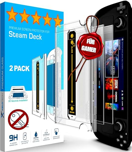 XeloTech Schutzglas für Steam Deck OLED/LCD, Aus Panzerglas 9H+, Premium Displayschutz, Anti-Kratzer, 4K Klar, 2 Stück
