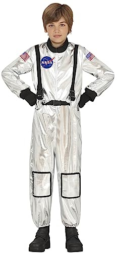 FIESTAS GUIRCA Disfraz de Astronauta de la NASA Plateado Oficial para Niños - Traje Espacial de Astronauta Disfraz de Niño 10-12 años