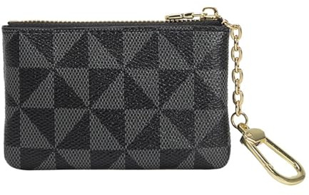 Geldbeutel Herren Klein,Reißverschluss Geldbörse Damen Klein Leder,Tragbarer Münzportemonnaie mit Schlüsselbund,Mini Geldbeutel für Herren and Damen (Schwarz)