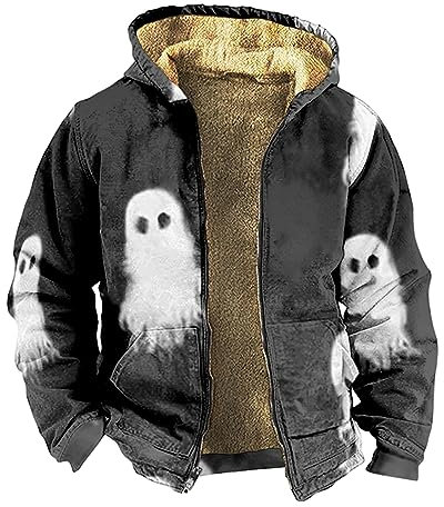 KONG JIMFAN Jacke Herren Grauer Hoodie Regenhut Herren Wasserdicht Kunstlederjacke Herren Vintage Winterjacke Jacke Herren Trainingsshirt Herren Hooded Sweater Windjacken Herren(Gray,M)