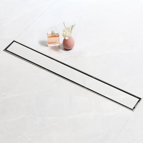 SaniteModar 30 cm Linear Shower Drain, 2-in-1 Tile Insert Panel Shower Drain with Siphon, Brushed 304 Stainless Steel Linear Drain with Leveling Feet