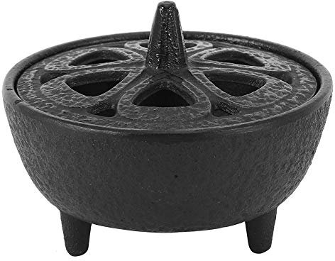 Ejoyous Ciotola di Incenso, Bruciatore di Incenso in Ghisa con Coperchio, Porta Bastoncini di Incenso Rotondo, Piccolo Bruciatore di Incenso di Loto in Metallo, Contenitore di Incenso,