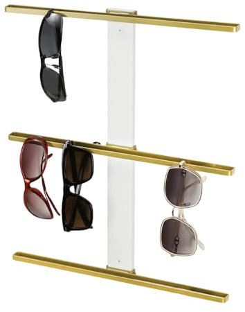 J JACKCUBE DESIGN Sunglasses Organizer Holder, 3 Tier White Gold Eyeglass Display Storage Holder Wall Mounted Hanging Rack for Entryway Living Room Bedroom- MK1305A