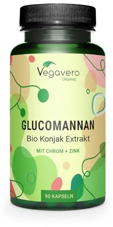 Vegavero Organic Glucomannan Capsules 4000 mg | with Chromium and Zinc | Weight Loss Supplement* | 95% Glucomanan | NO Additives | Vegan