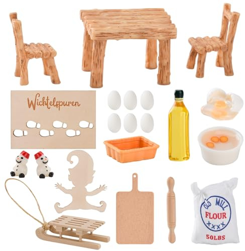 YAOZUP Accesorios para Casa De Muñecas, 20PCS Decoración De Casa De Muñecas, Mini Utensilios de Cocina, Miniatura Accesorios de Casa de Muñecas,Mini-Tisch und Stühle