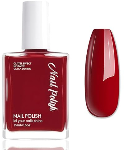 Nagellack Rot - 15Ml Glänzend Nagellack Schnelltrocknend - Ungiftiger Nagelack auf Wasserbasis für Frauen - Peel off Nail Polish für Nail Art Regular Nagelack (Red)