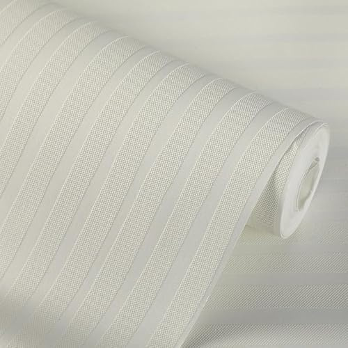 Tarwanear Striped Wallpaper Cream Vertical Stripes Textured Wallpapers Minimalist Embossed Wall Paper with Touch of Glitter for Bedroom Adults Teenager Living Room Lounge Hallway Hall