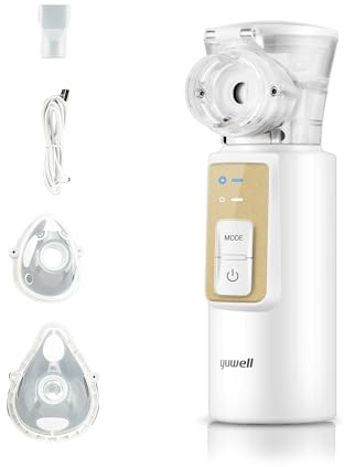 yuwell Aerosol Portatile per Bambini e Adulti, Inalatore Ultrasuone Silenzioso Nebulizzatore, Creare Particelle Ultrafini che Raggiungono il Tratto Respiratorio Inferiore e i Polmoni (M105T)