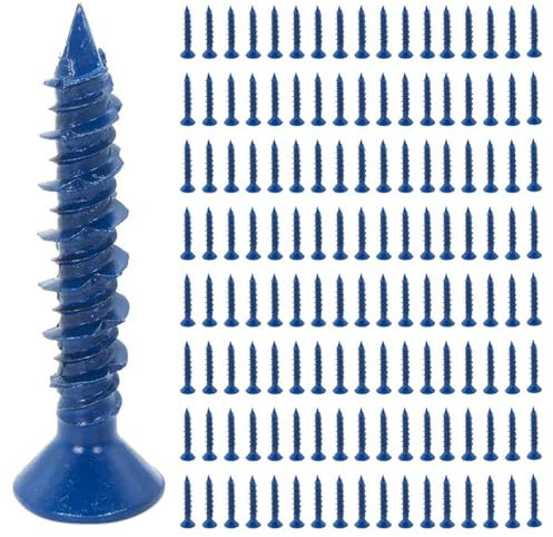 Booso 400 Piezas 3/16 X 1-1/4 Pulgadas Azul Plano Concreto Diamante Punta Tornillo Anclaje para Anclaje una MamposteríA