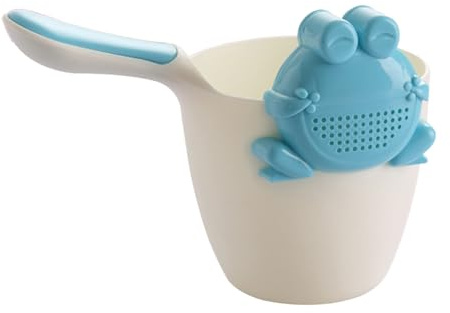 Juego de 2 tazas de enjuague de baño de bebé de PP de rana, vaso de enjuague para bebe, 20 x 11 cm, taza de ducha con mango ergonómico para lavar el cabello y bañarse para bebés