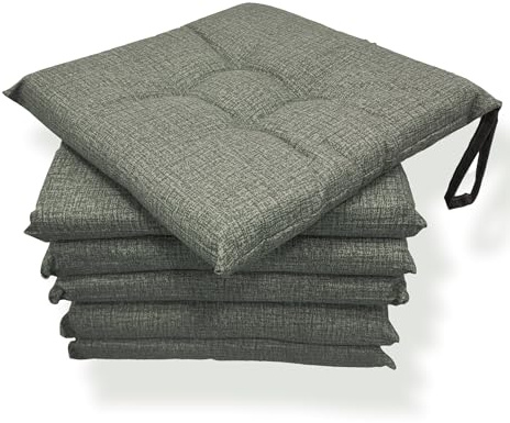 MENKËLL - Set 6 Cuscini Sedia da Cucina in Cotone - Cuscini Coprisedia Universali 40x40 cm - Cuscino 4 punti con Lacci di Fissaggio Imbottiti 100% Made in Italy (Tortora, 40x40 cm)