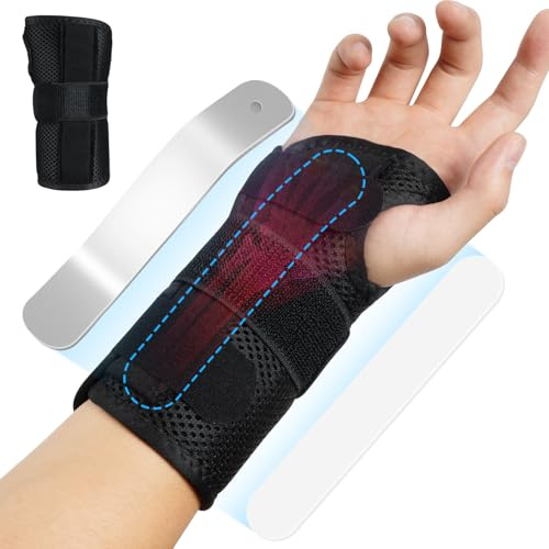 Beugo Muequera Tendinitis Mueca, muñequera tunel carpiano con 2 Férulas, Apertura Pulgar, Muñequeras Deportivas Ajustable, Férula Muñeca para Esguince Artritis, Hombre y Mujer, 1 Unidad, Derecha