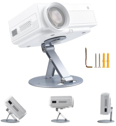 ZDSSY Support de Videoprojecteur, Trépied Rotatif à 180°, pour Projecteurs avec Interface à vis 6 mm (1/4), Support pour Projecteur Muraux et de Plafond, Argent