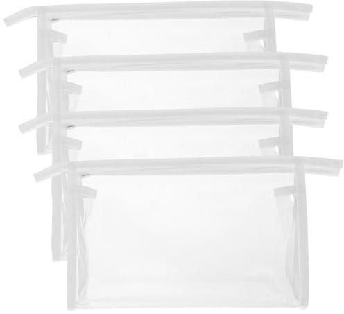 Ciieeo Bolsa Cosmética Transparente 4 Piezas Cremallera, Neceser de PVC 27X5X0.4 Pulgadas para Almacenamiento y Transporte de Artículos de Higiene Personal