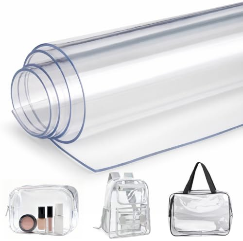 Ranjima transparent PVC-vinylfilm, 0,5 mm superklar PVC-film vattentät tygrulle 40 x 120 cm, väggskyddsfolie självhäftande bordsfolie bokfolie transparent möbelfolie