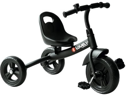 HOMCOM Triciclo per Bimbo con Campanello, Parafango, Ruota Speciale, Nero, 79x50.5x58cm