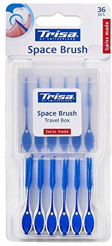 TRISA Space Brush, Interdentalbürste ohne Metall, für die schonende Reinigung zwischen den Zähnen, 36 Stück, Swiss made, Blau