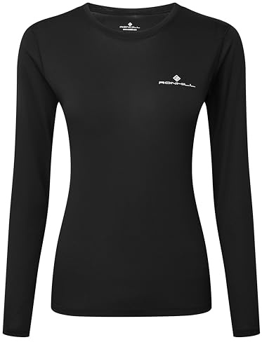 Ronhill Women's Core L/ST-Shirt, Black/Bright White, 8 UK