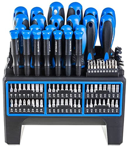 HÖGERT TECHNIK 114er Schraubendreher und Bits Set, Universelles Werkzeuge inkl. Hand Screwdriver, Schraubendreher Magnetisch, Nensechskantschlüssel, Schraubenzieher Schwarz/Blau
