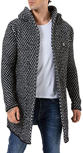 Redbridge Mantel Herren Cardigan Lange Strick-Jacke Schwarz L