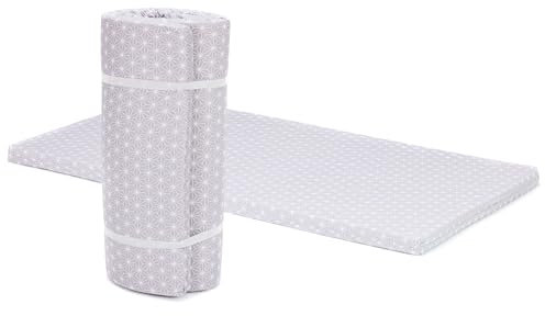 Fillikid Reisebettmatratze 60 x 120 cm | Baby-Matratze gerollt | Bettmatratze atmungsaktiv | Kinderbettmatratze Bezug 100% Baumwolle abnehmbar & waschbar | Kern aus hochwertigen Softschaum
