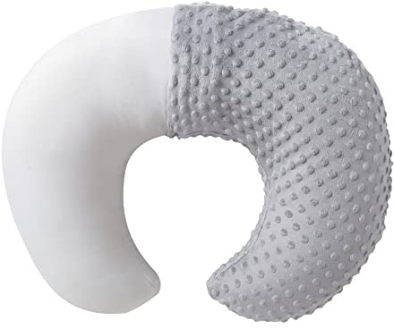 Coussin d'allaitement et positionneur avec housse pour l'allaitement et le biberon, pour soutenir le bébé, le temps du ventre, le soutien de la position assise de bébé, soutien au réveil (gris, 55,9 x