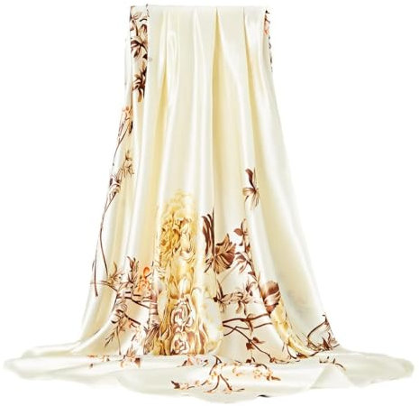 FAIRYGATE Femmes Soie Carré Écharpe Foulards Haute QualitéSatin De Mode Lisse Élégant Madame Sacs à Main Décoration Randonnée PlageBureau Fête 90 * 90 cm 75010