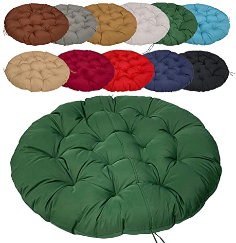 Coussin de Chaise Rond rembourré 160cm/62.99in, Rond Balançoire Coussin à Dossier, Épaissir Antidérapant Facile à Nettoyer, pour Jardin, Salle à Manger, Chaise de Bureau - Vert foncé