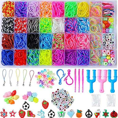 JcoGel 2500+ Elastique Bracelet Caoutchouc Kit,Bricolage Enfant Elastique Bracelet Kit,Cadeau Fille 5-12 Ans Enfant Jouet,Cadeau Anniversaire Enfants
