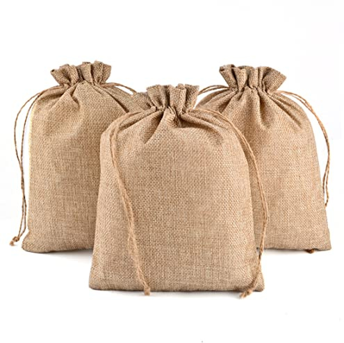 CLTPY 25 Pezzo Sacchetti di Juta Cotone Sacchetti Lino Cotone Piccoli Sacchetti di Juta Sacchetti con Coulisse DIY Artigianato Regalo di Nozze Regalo di Natale Gioielli Regalo (17x23 cm)