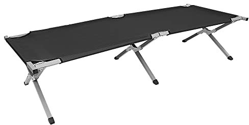 Lit de Camp Pliable en Aluminium pour l'armée - Lit de Camping Pliable et lit d'invité1 Personne, Lit d’Appoint, Capacité 150 kg, pour Camping, Randonnée, Voyage en Plein Air 190 x 62 x 42 cm - Noir