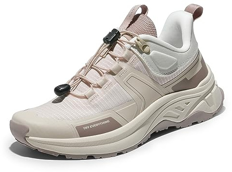 NORTIV 8 lätta promenadskor för kvinnor snabba snören låga vandringsskor utomhus sneakers