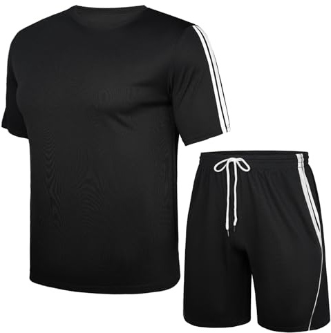 Nieery Tuta Uomo Completa Corto Tute da Ginnastica Sportiva Set Abbigliamento Sportivo Comodo e Traspirante per Jogging Calcio Allenamento di Basket e Abbigliamento Casual Quotidiano