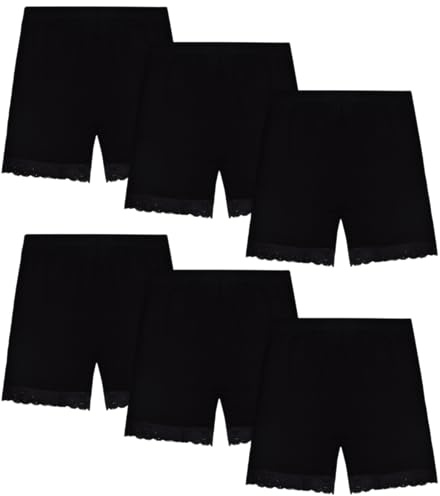 GENTABY Filles Shorts Noirs Robe Shorts de Sécurité - Shorts Leggings Courts Vélo Maison Shorts Dentelle Confortable et Respirant 6 Pack 1-10 Ans, 4-5 Jahre Slim