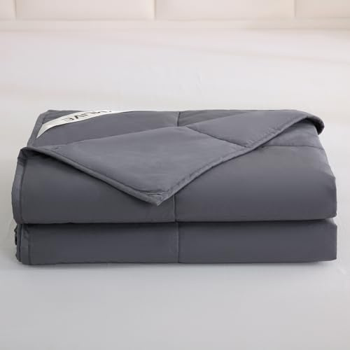 YMLIVE Summer Lightweight Wool Comforter Twin Size, 100GSM Thin Duvet Insert, Noiseless Cotton Shell, Breathable Light Down Alternative Comforter(Dark Gray)