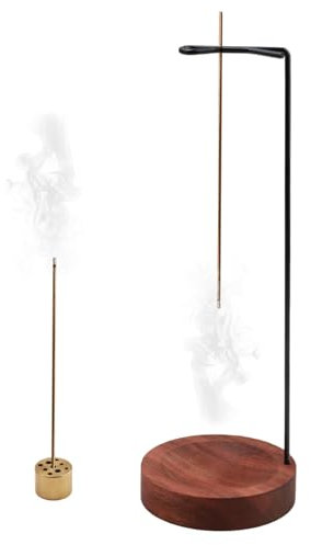 Räucherstäbchenhalter Holz mit 9 Loch Incense Burner, 2-In-1 Handgefertigte Räucherstäbchen Halter, Schwarz Incense Holder Klassisches Design für Home Office Decor, Yoga Meditation,Spa