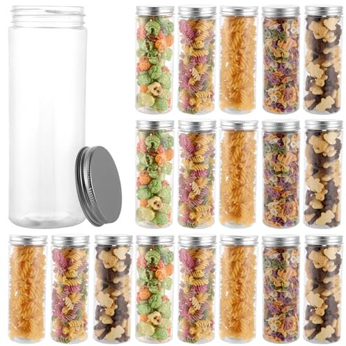 AKOLAFE Juego de 20 Tarros con Tapa, 310 ml, Transparentes, Sin BPA, para Almacenar Alimentos y Especias