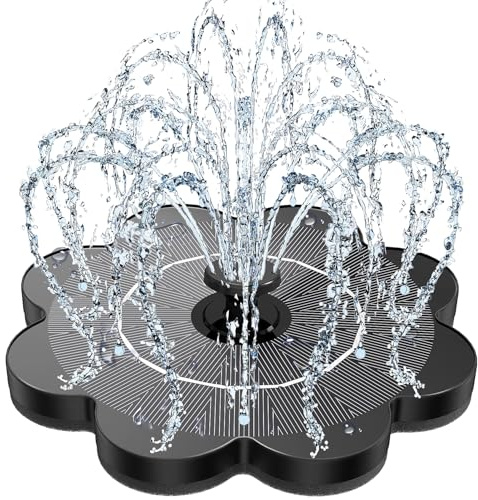 Yzert Solar Fountain Flower Shape-No Battery, Glass 3.5W Solar Water Fountain with 7 Nozzles & 4 Fixer Rods,Solar Fountain Pump for Bird Bath, Outdoor, Pool, Garden, Pond & Flower Pot