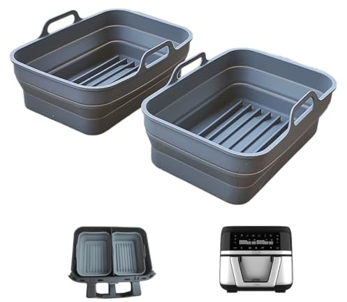 Moljaus Silikonformen für Fritteuse 4,5 L faltbar | Doppelte Fritteusenzubehör | Kompatibel mit Cecotec Fritteuse und mehr | Airfryer Zubehör sicher und BPA-frei
