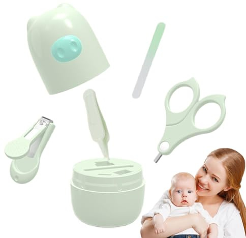 Nixiara Baby nagelklippare, set för bebis, nagelklippare, söt tecknad djur-babynagelklippare, tillbehör för mödrar med förvaringslåda, babymanikyrset och pedikyrset, babynagelfil och
